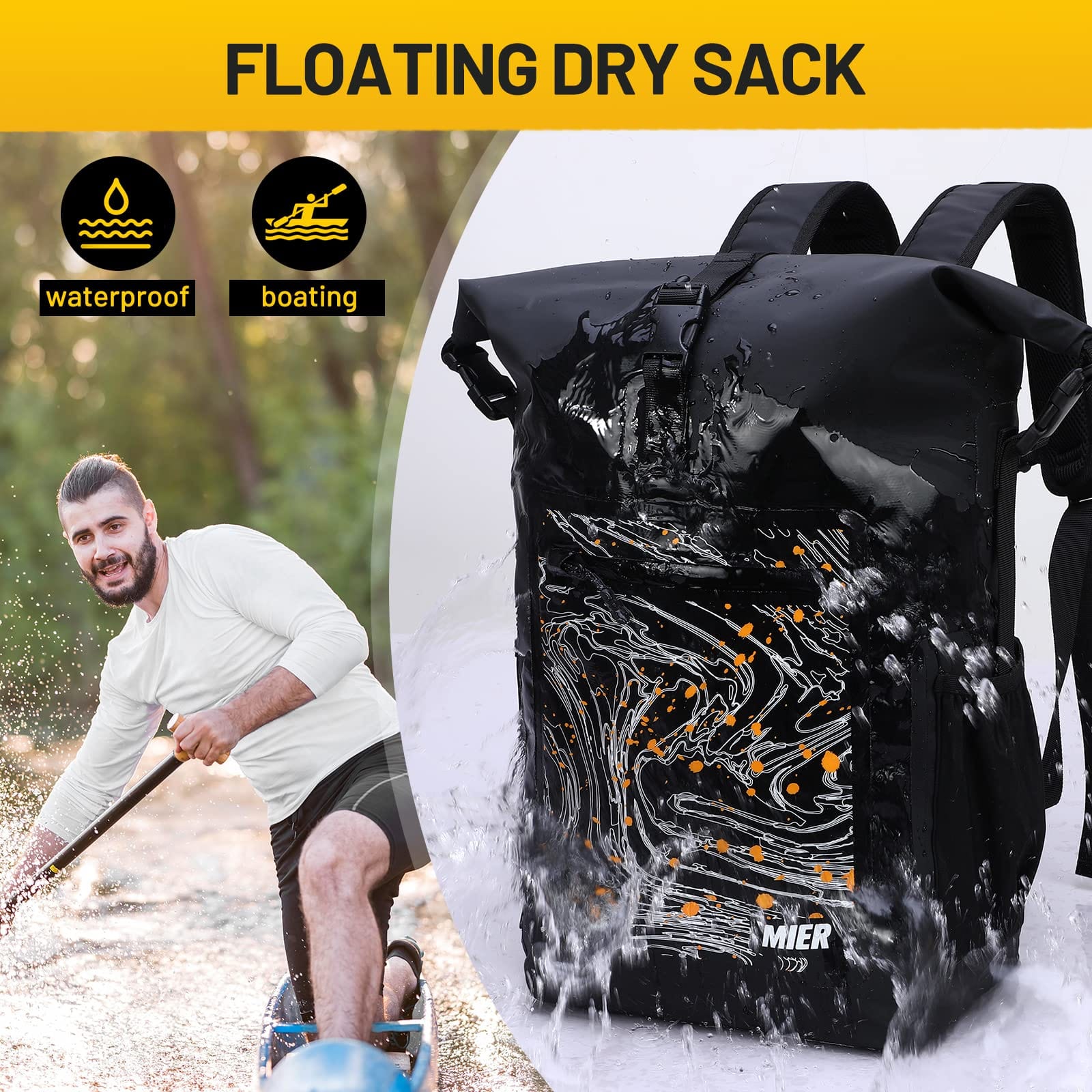 Dry Backpack Waterproof Bag 30L Roll Top Floating Dry Sack Backpack Waterproof MIER