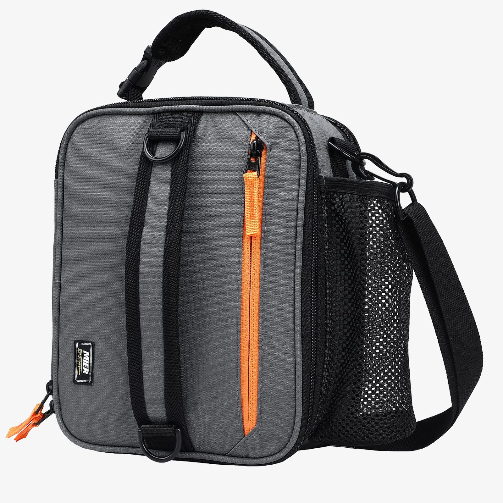 Expandable Lunch Bag Insulated Lunch Box for Men Boys Teens Adult Lunch Bag Grey Orange MIER