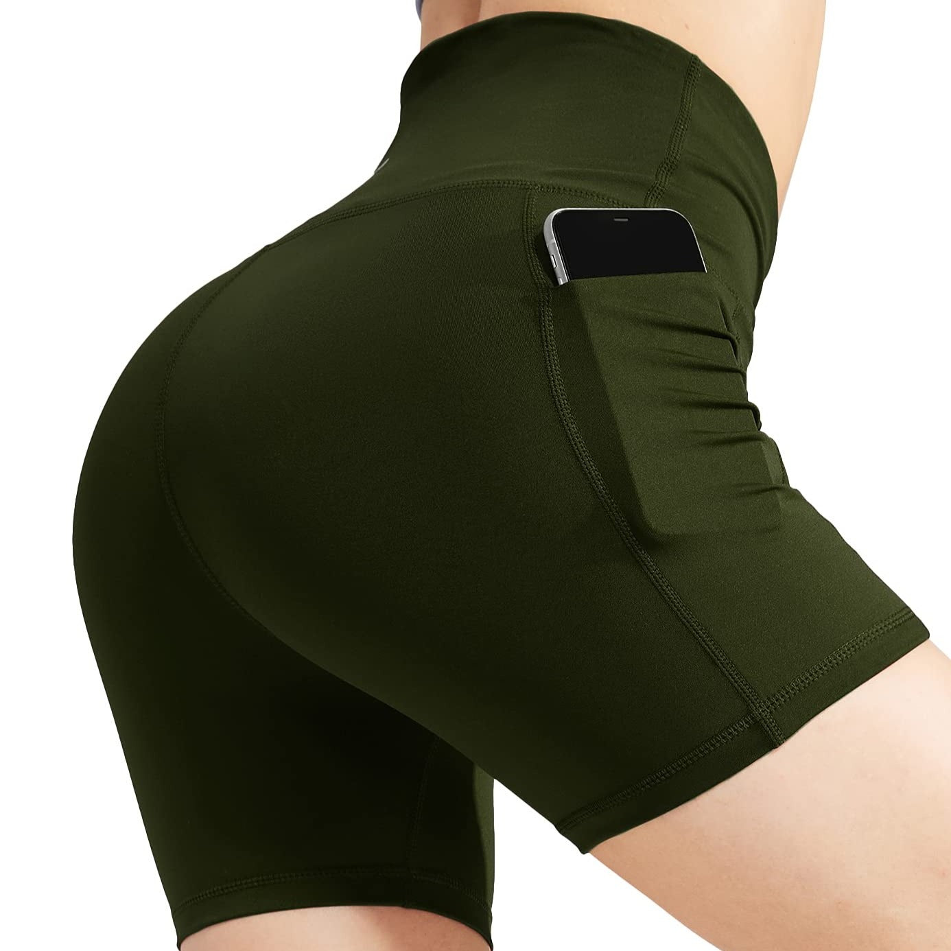 High Waist Yoga Tummy Control Shorts, 5Inch/8 Inch Bottoms Army Green / Small / 5 inches MIER