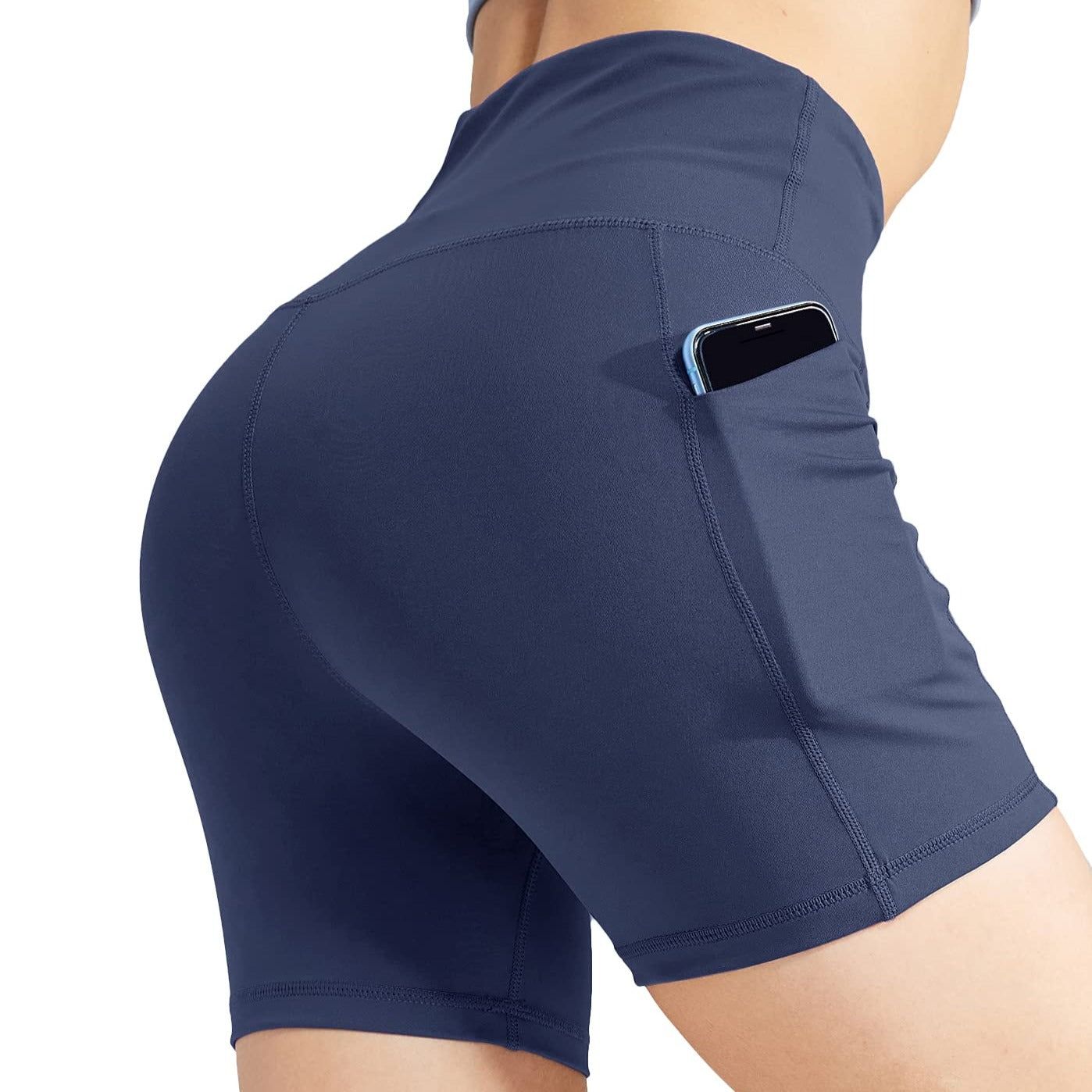 High Waist Yoga Tummy Control Shorts, 5Inch/8 Inch Bottoms Navy / X-Small / 5 inches MIER