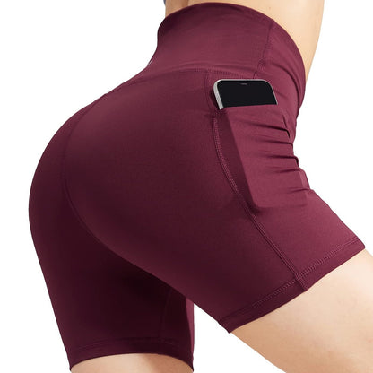 High Waist Yoga Tummy Control Shorts, 5Inch/8 Inch Bottoms Wine Red / Small / 5 inches MIER