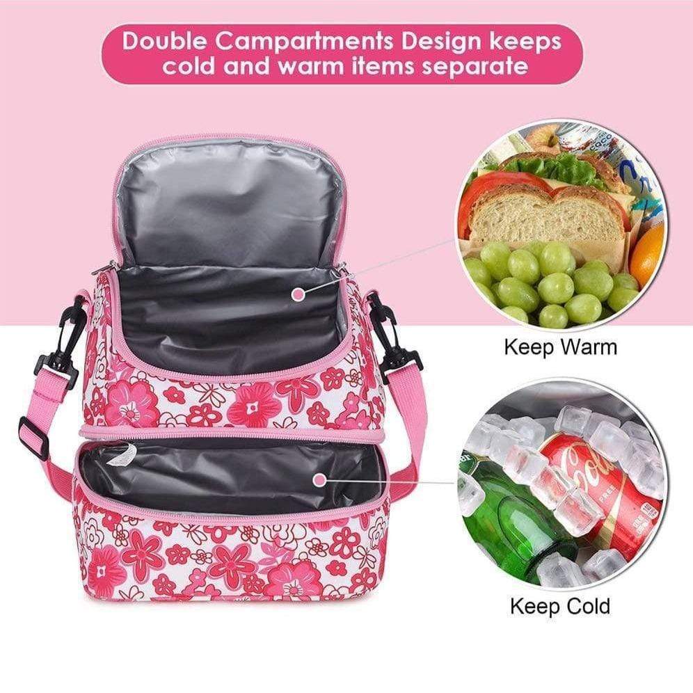 Insulated Double Compartment Lunch Bag with Shoulder Strap Lunch Bag MIER