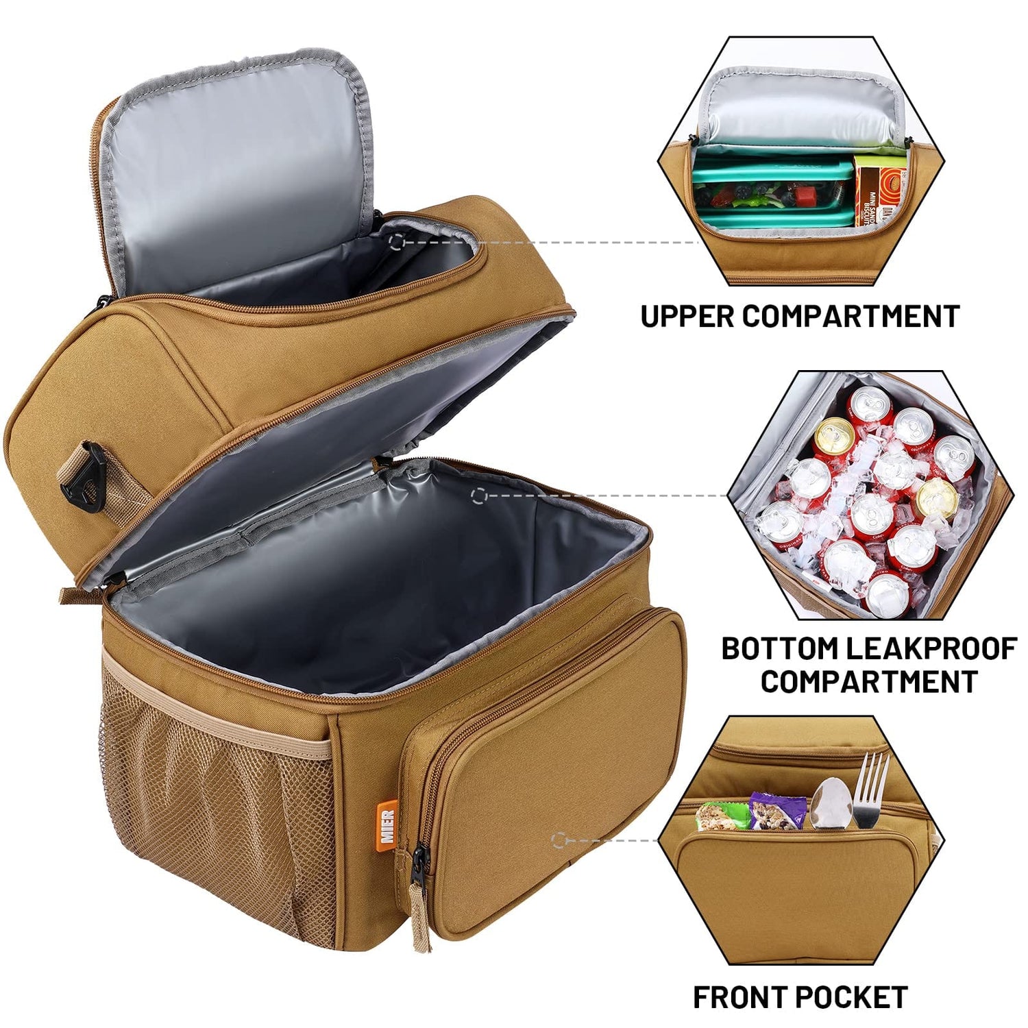 Insulated Lunch Bag Coolers with Shoulder Strap for Men Women Lunch Bag MIER