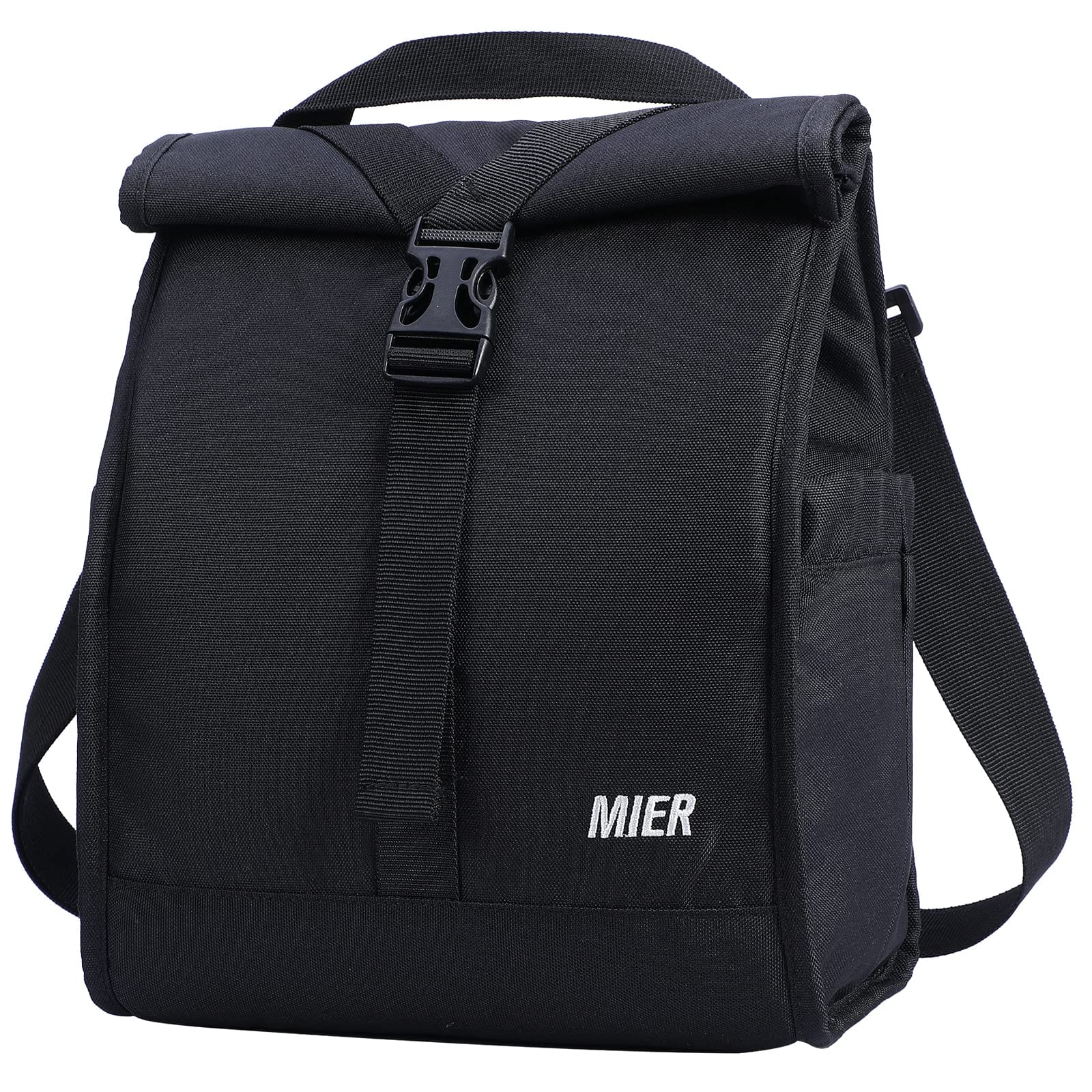 Insulated Lunch Bag Roll Top Lunch Box for Women Men Lunch Bag Black MIER