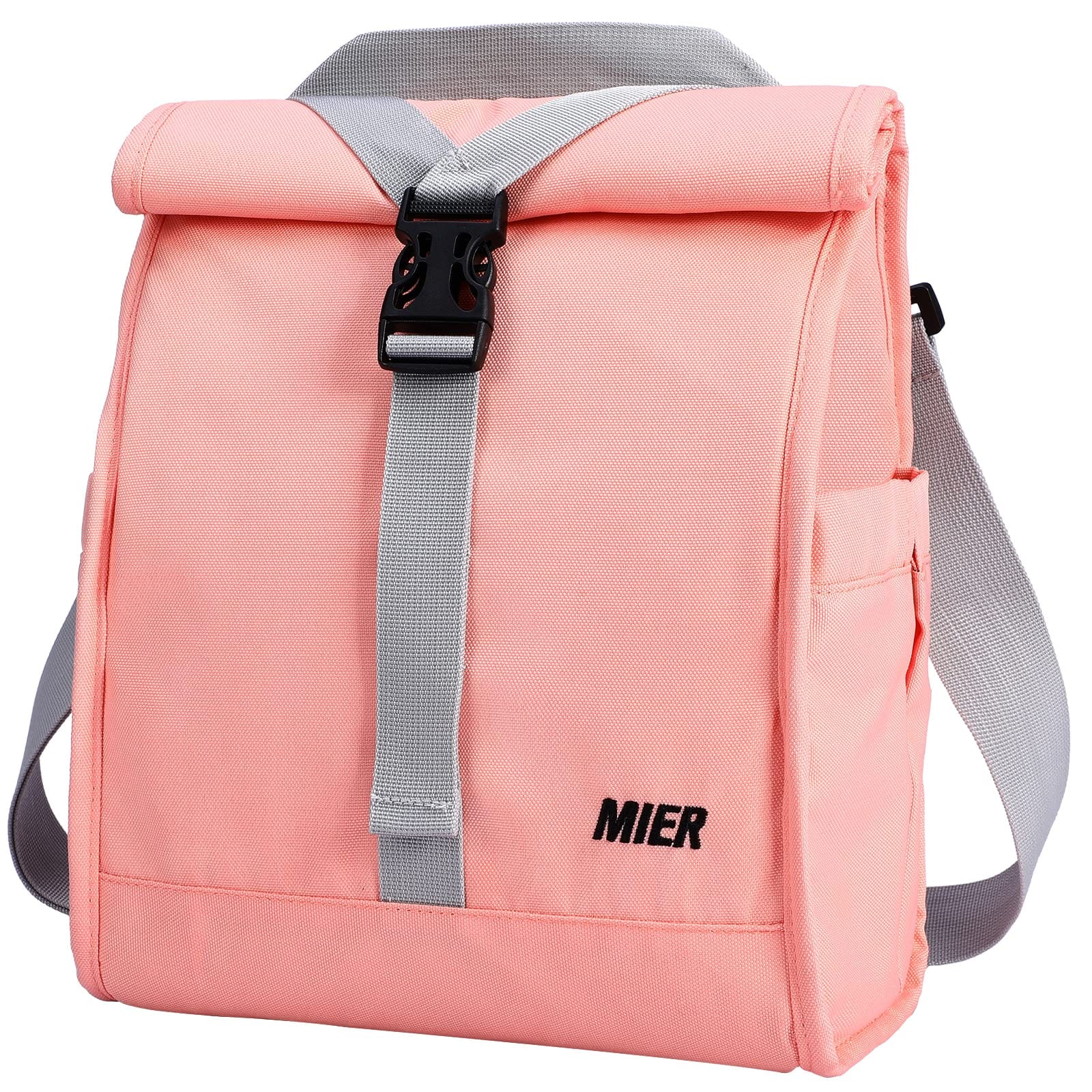 Insulated Lunch Bag Roll Top Lunch Box for Women Men Lunch Bag Pink MIER