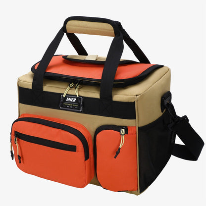 Insulated Soft Cooler Lunch Bag for Men Women, 30Can Adult Lunch Bag Khaki Orange MIER
