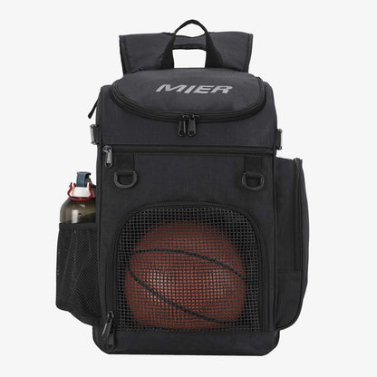 Large Basketball Backpack Sports Bag with Ball Compartment Backpack Bag Black / 40L MIER