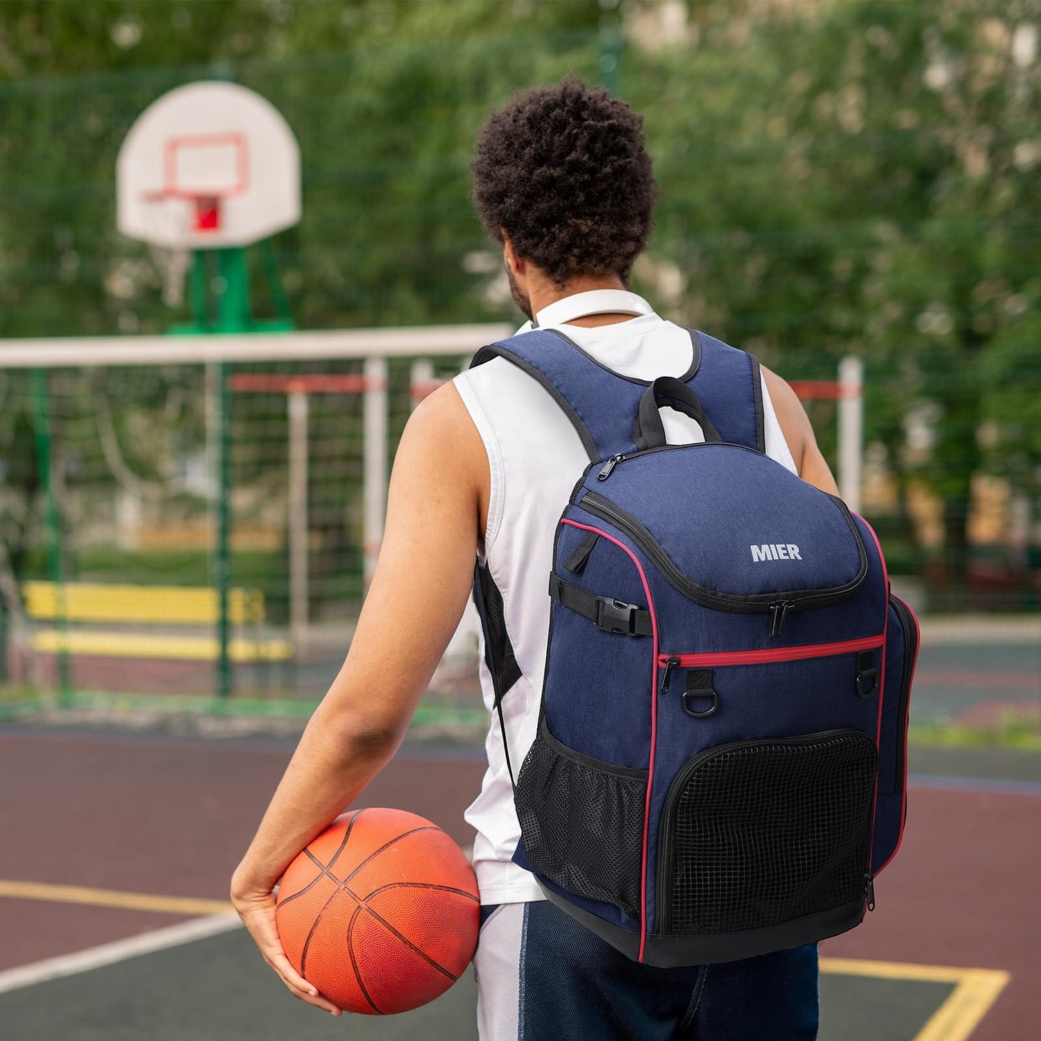 Large Basketball Backpack Sports Bag with Ball Compartment Backpack Bag MIER