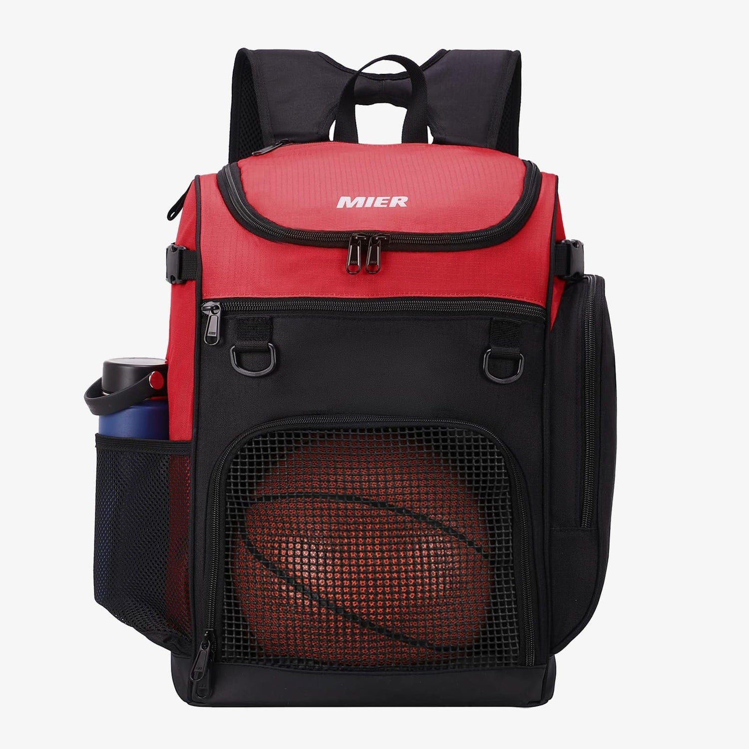Large Basketball Backpack Sports Bag with Ball Compartment Backpack Bag Red Black / 40L MIER