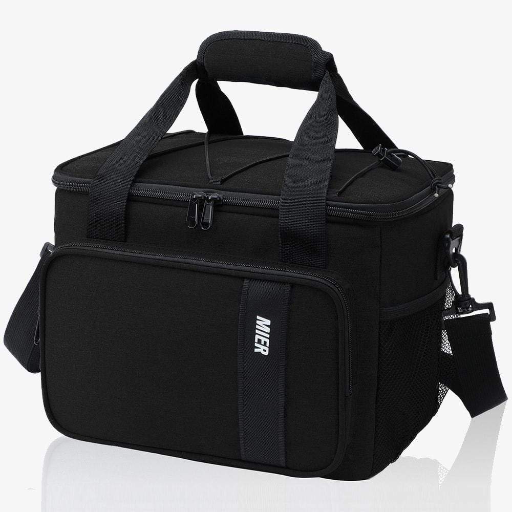 Large Insulated Lunch Cooler Bag for Men Women Cooler Bag Black / 24 Can MIER