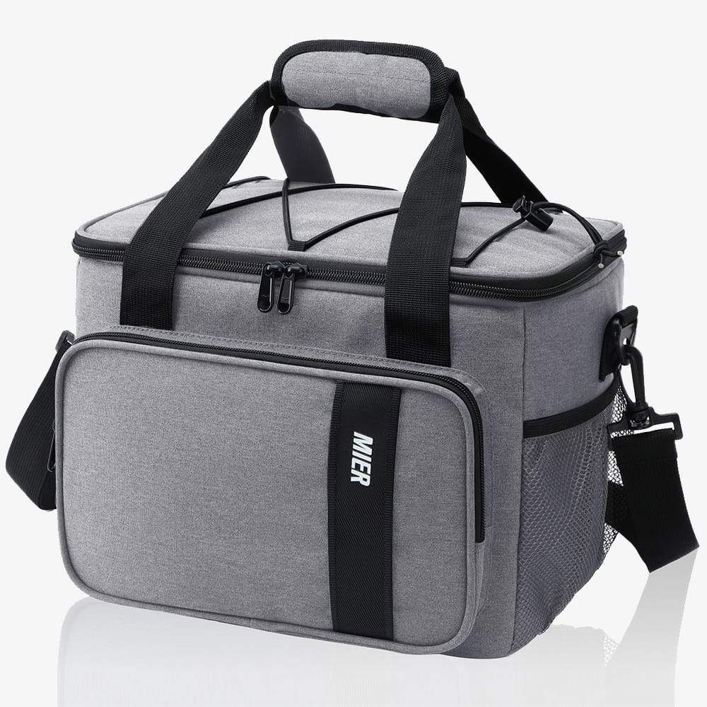 Large Insulated Lunch Cooler Bag for Men Women Cooler Bag Gray / 24 Can MIER