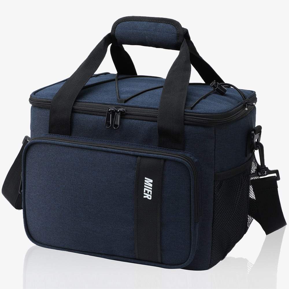 Large Insulated Lunch Cooler Bag for Men Women Cooler Bag Navy Blue / 24 Can MIER