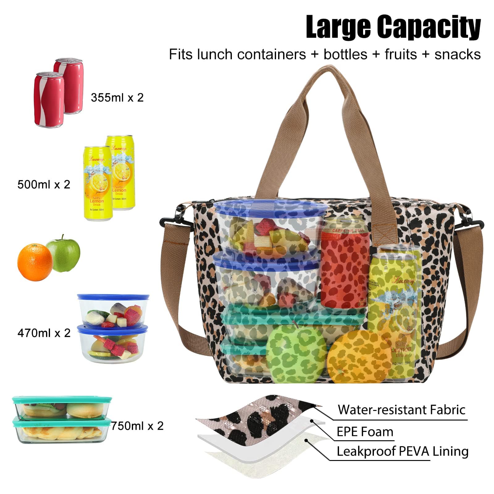 Large Lightweight Insulated Lunch Bag Travel Bag for Women Fashionable Lunch Bag MIER