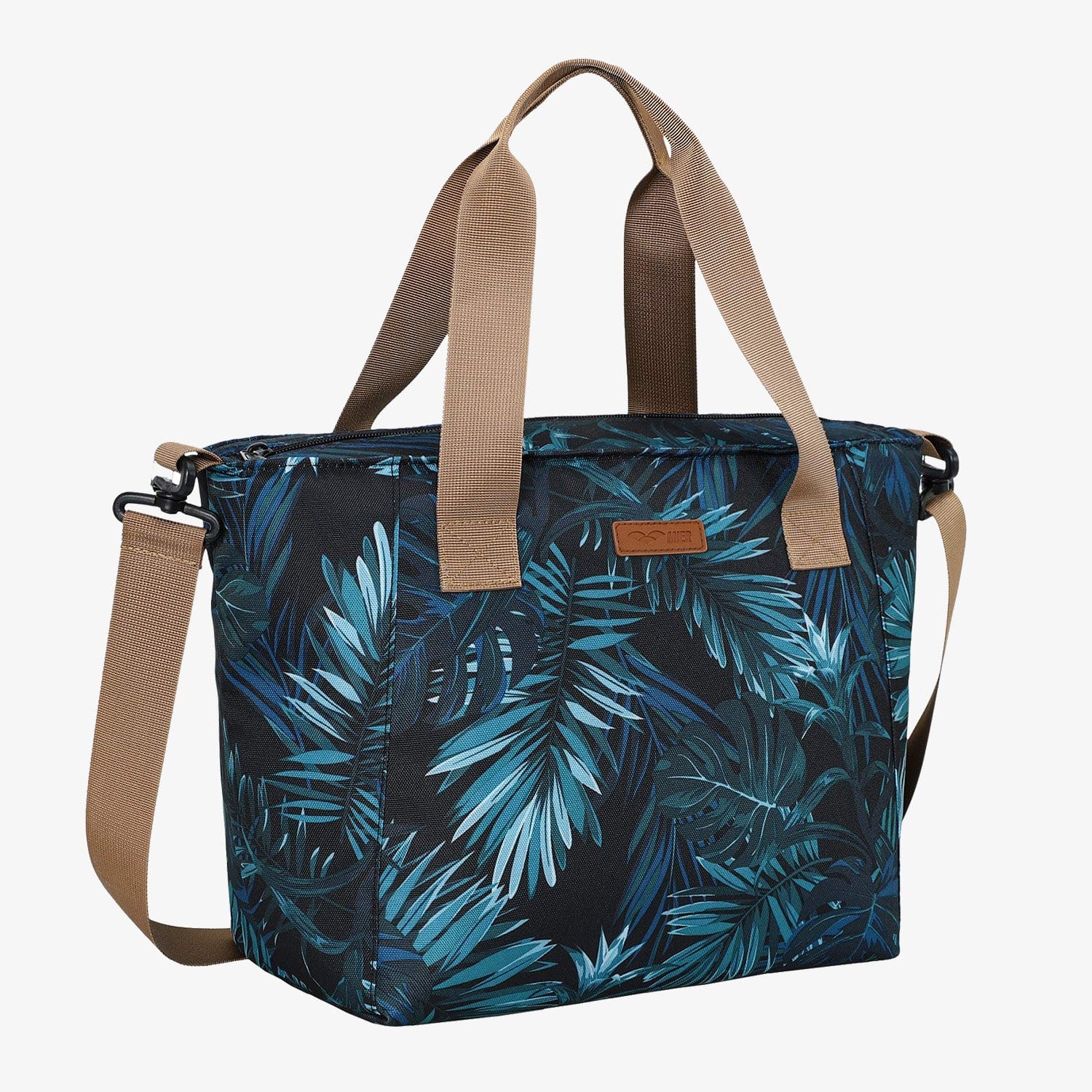 Large Lightweight Insulated Lunch Bag Travel Bag for Women Fashionable Lunch Bag Palm Leaves MIER