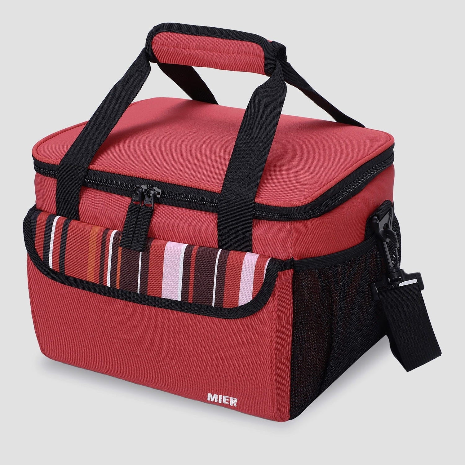 Large Lunch Box for Men Insulated Lunch Bags Adult Lunch Bag Red Stripes MIER