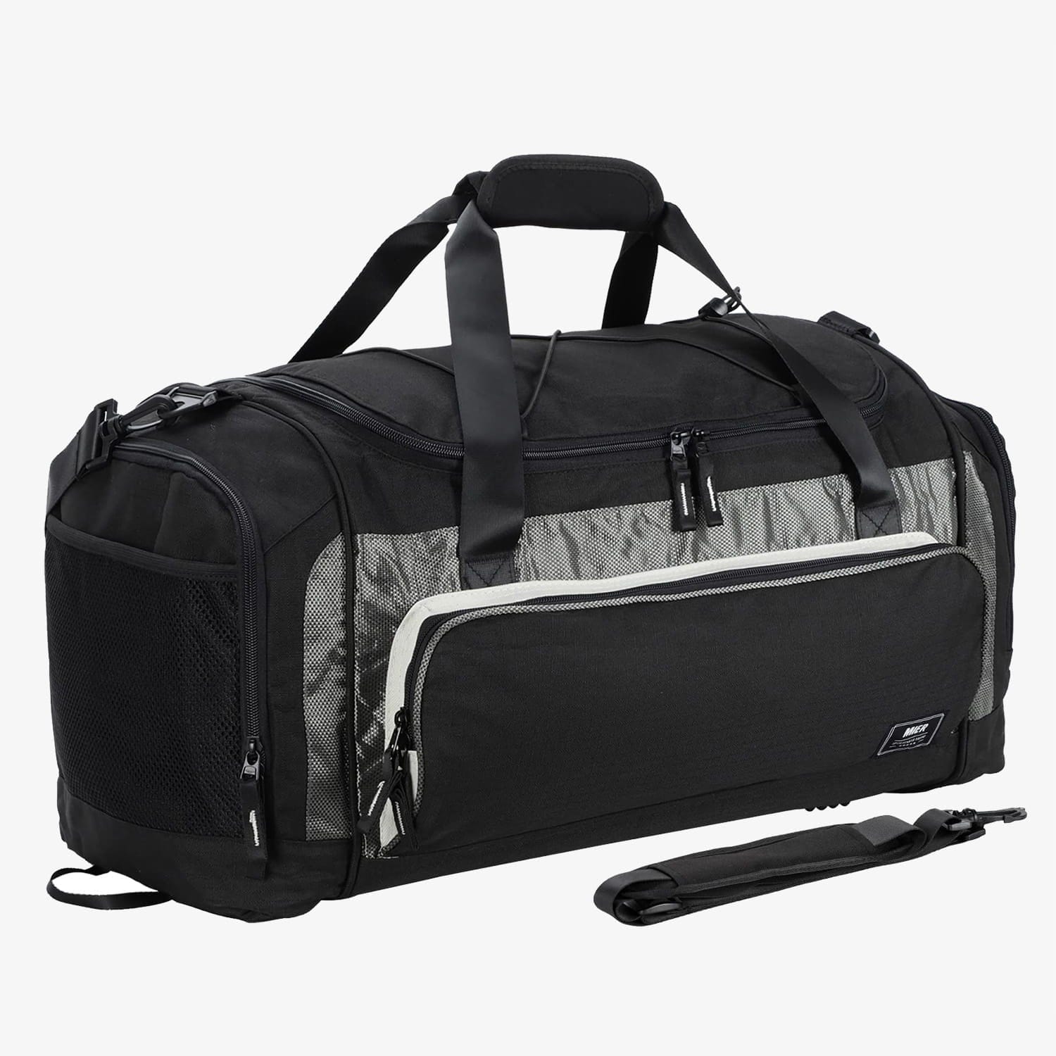 Large Sports Gym Bag Duffel Bag with Shoe Compartment Gym Duffel Bag Black MIER