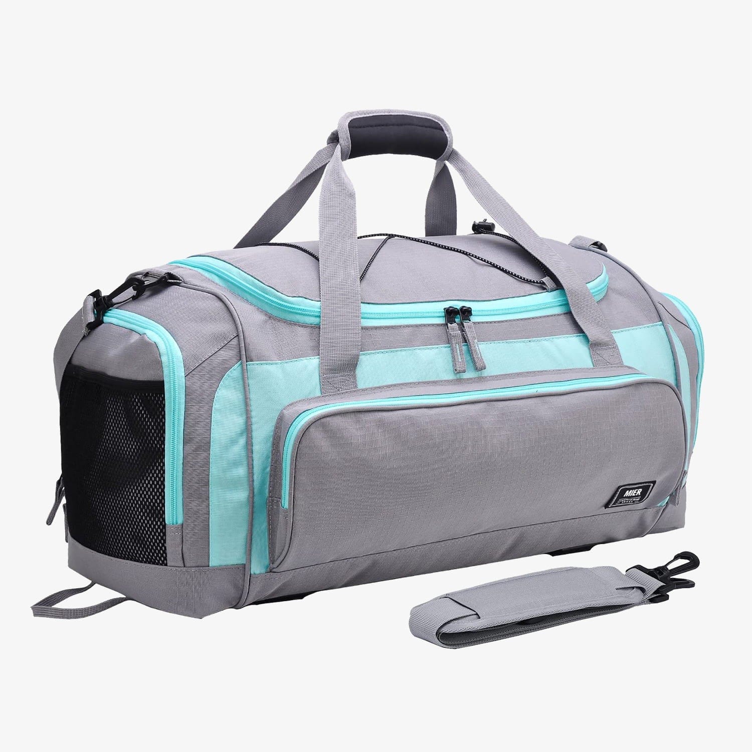 Large Sports Gym Bag Duffel Bag with Shoe Compartment Gym Duffel Bag Grey Green MIER