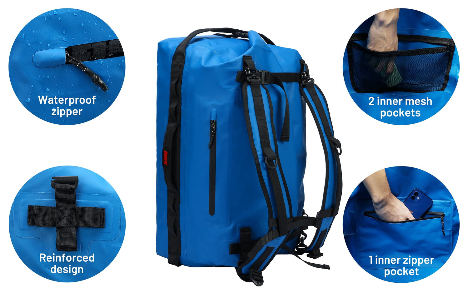 Large Waterproof Duffel Bag Rolltop Dry Backpack Duffle Bags Waterproof Duffel MIER