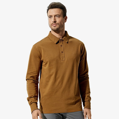 Men Long Sleeve Polo Shirts Regular-fit Cotton Golf Collared Shirt Men Polo MIER