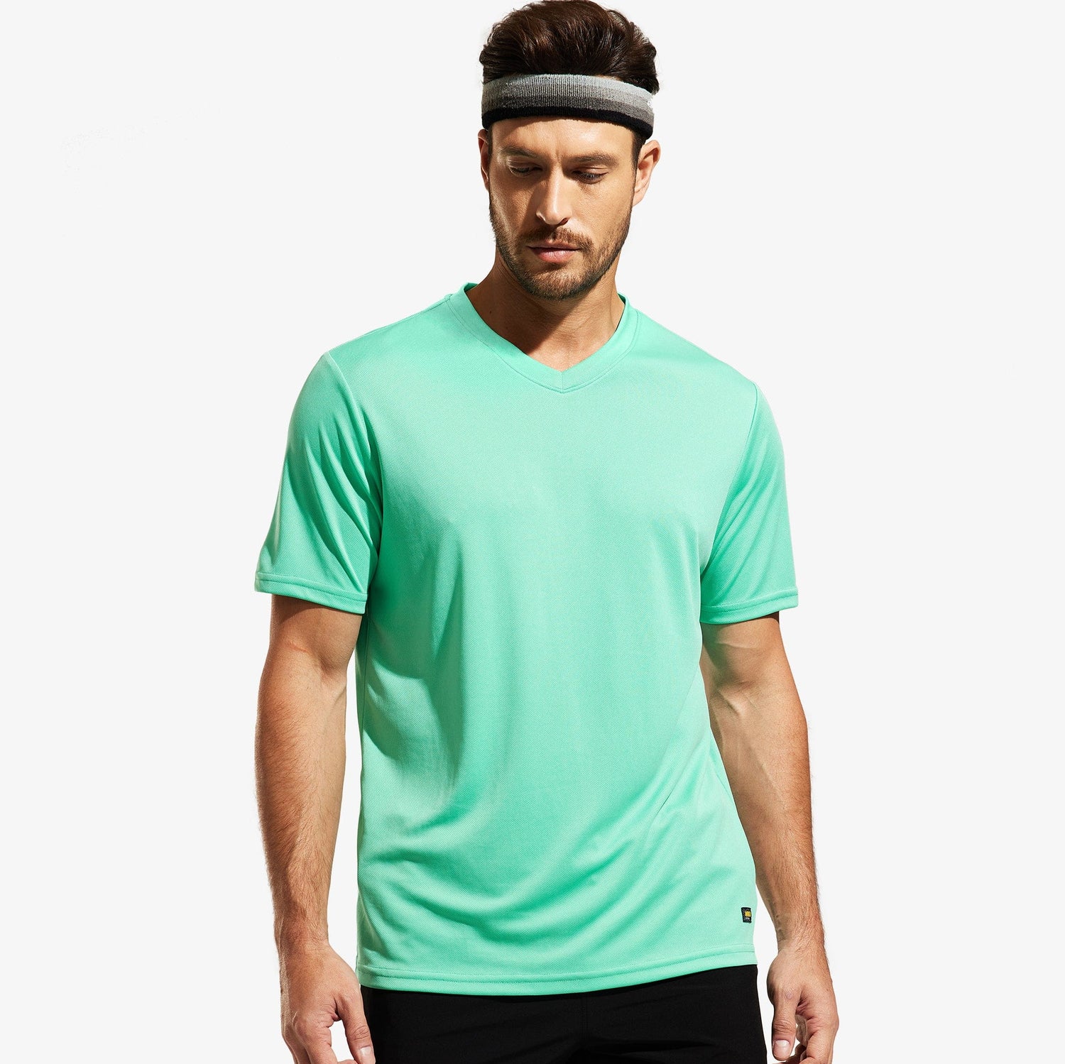 Men Quick Dry Athletic Shirts V Neck Workout T-Shirts Men Shirts MIER