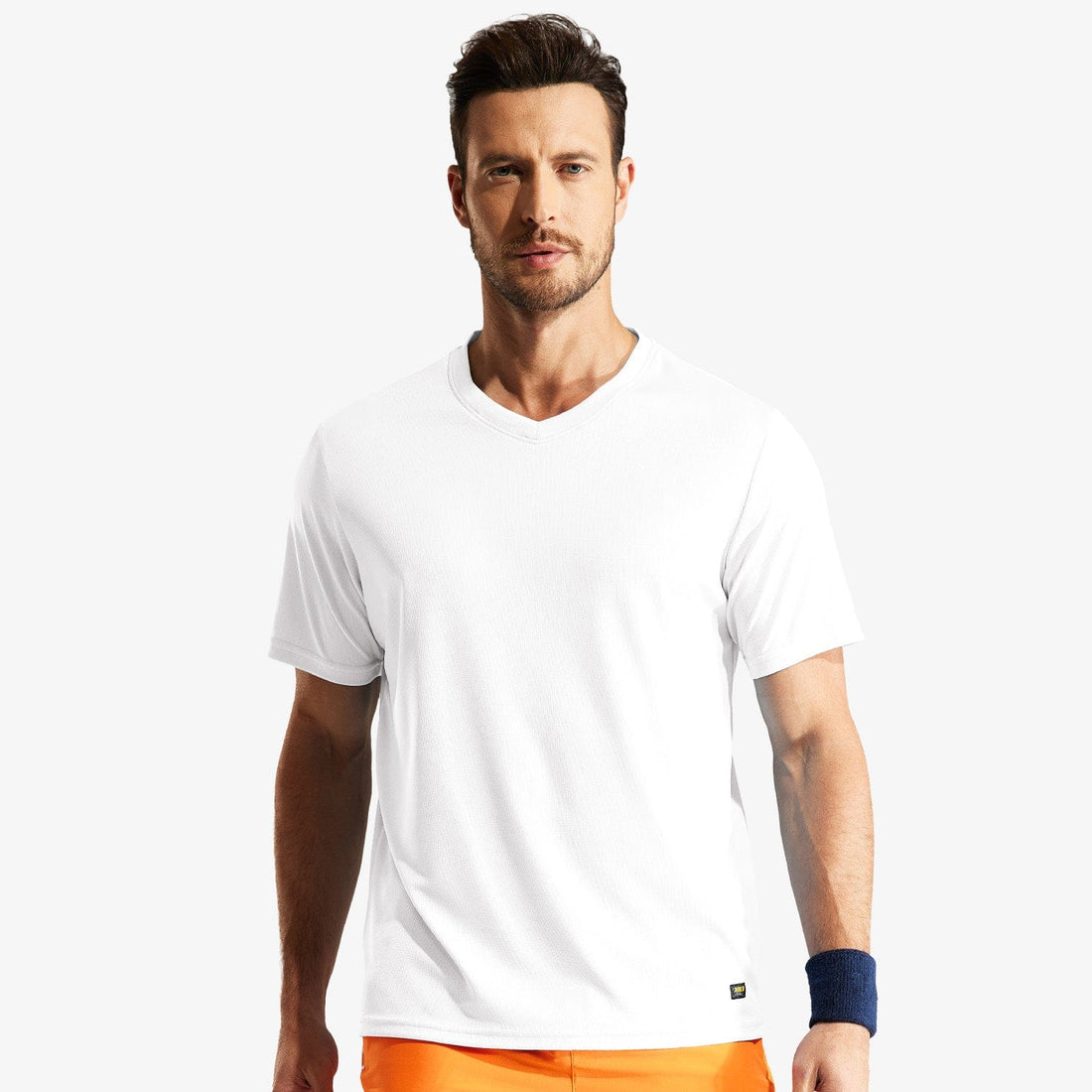 Men Quick Dry Athletic Shirts V Neck Workout T-Shirts Men Shirts White / S MIER