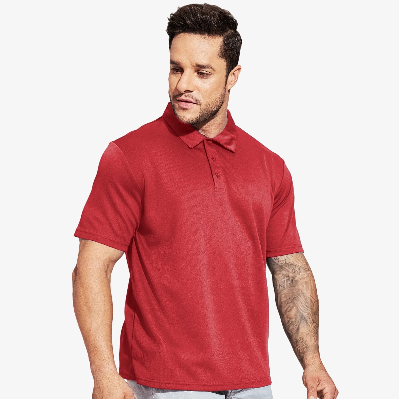 Men Quick Dry Polo Shirts Casual Collared Shirts Short Sleeve Men Polo Red / S MIER