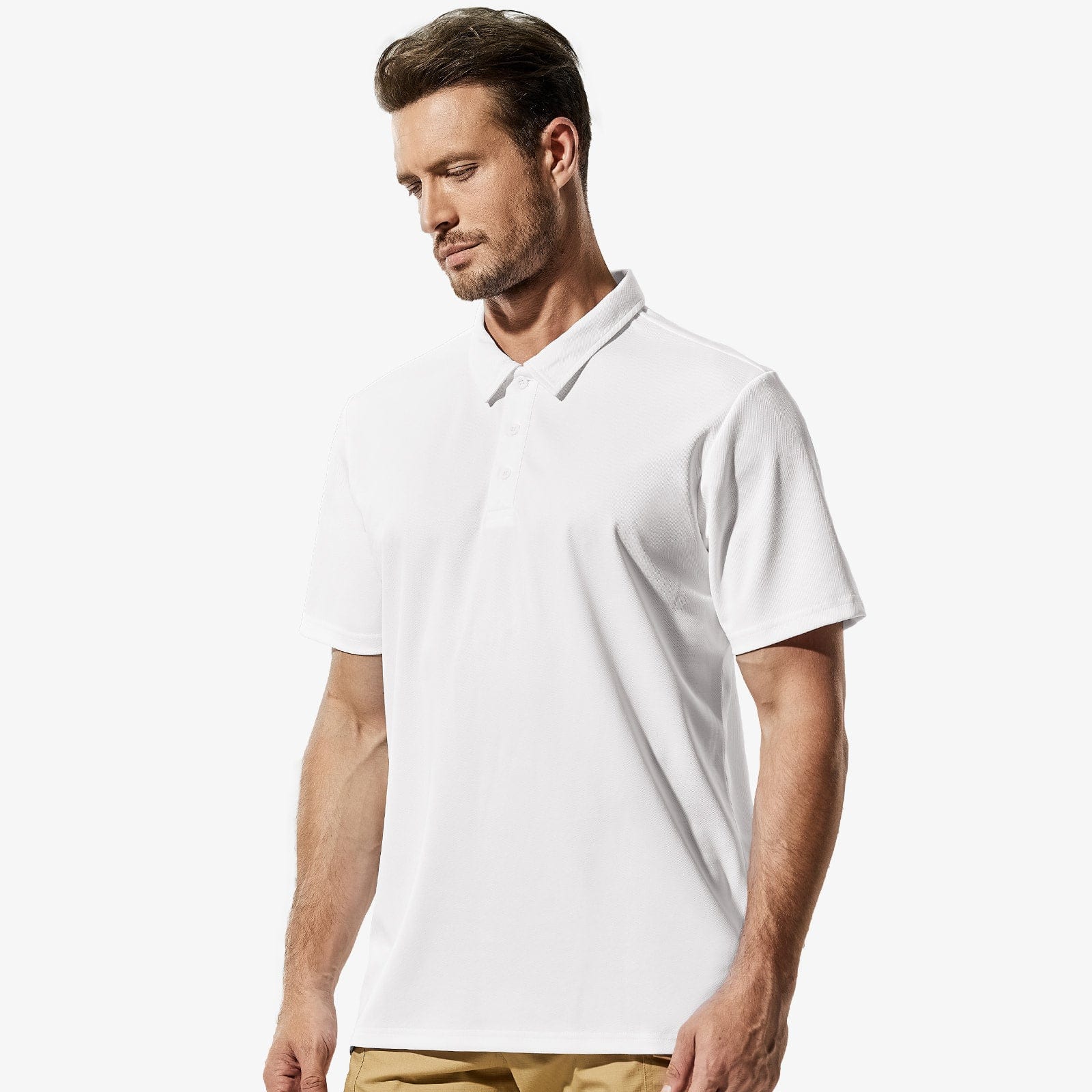 Men Quick Dry Polo Shirts Casual Collared Shirts Short Sleeve Men Polo White / S MIER