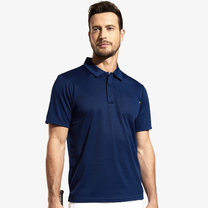 Men Quick Dry Polo Shirts Golf Collared Shirt with Chest Pocket Men Polo Navy / S MIER