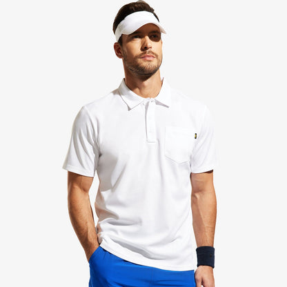 Men Quick Dry Polo Shirts Golf Collared Shirt with Chest Pocket Men Polo White / S MIER