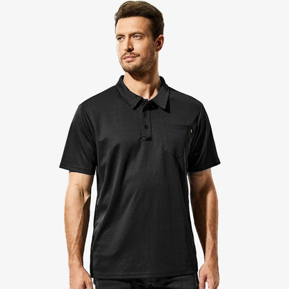 Men Quick Dry Polo Shirts Golf Collared Shirts with Chest Pocket Men Polo Black / S MIER