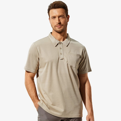 Men Quick Dry Polo Shirts Golf Collared Shirts with Chest Pocket Men Polo Khaki / S MIER