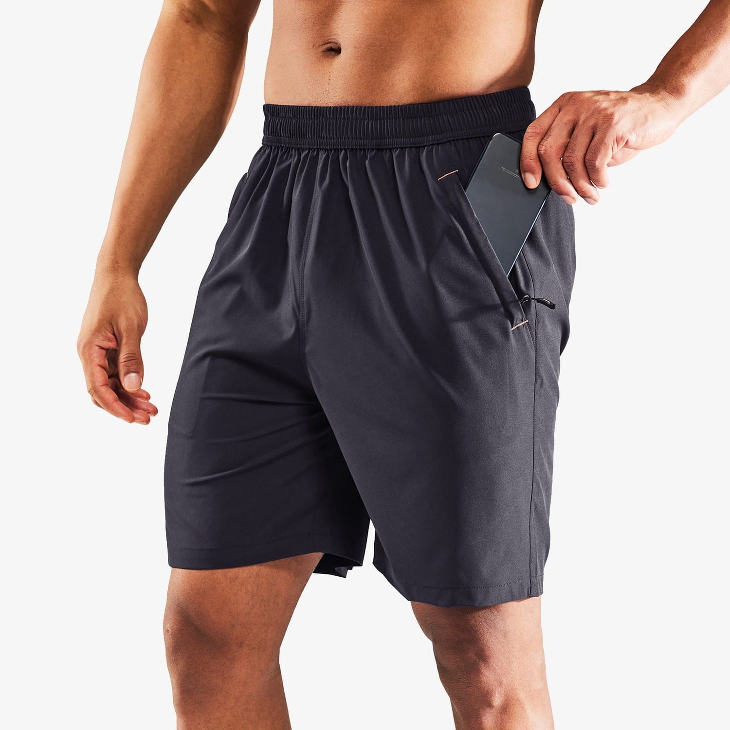Men Quick Dry Running Shorts with Zipper Pocket 7 Inch Men&