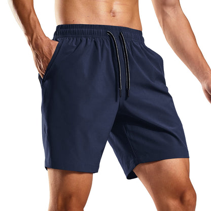 Men Quick-Dry Running Shorts with Zipper Pockets 7 Inch Men&