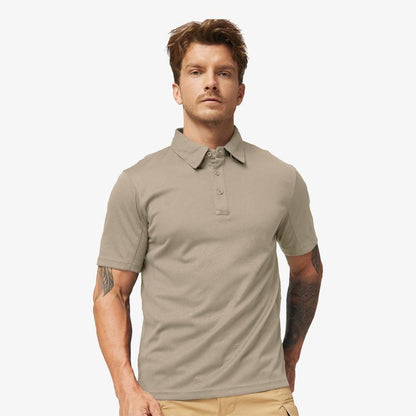 Men’s Soft Polo Shirts Quick Dry Shirts &amp; Polos S / Khaki / Short sleeve MIER
