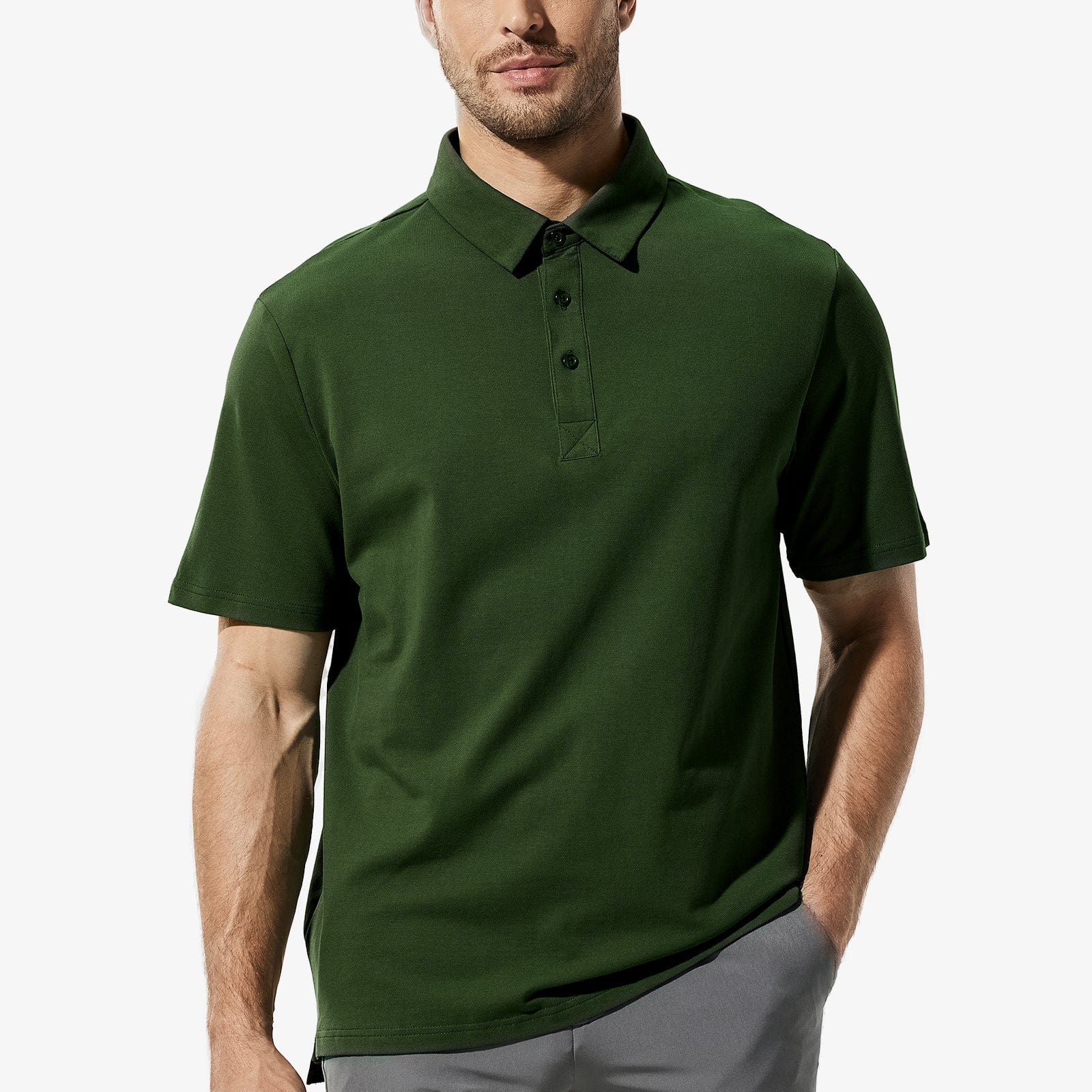 Men Short Sleeve Polo Shirts Ultra-Soft Cotton Golf Collared T-Shirts Men Polo MIER