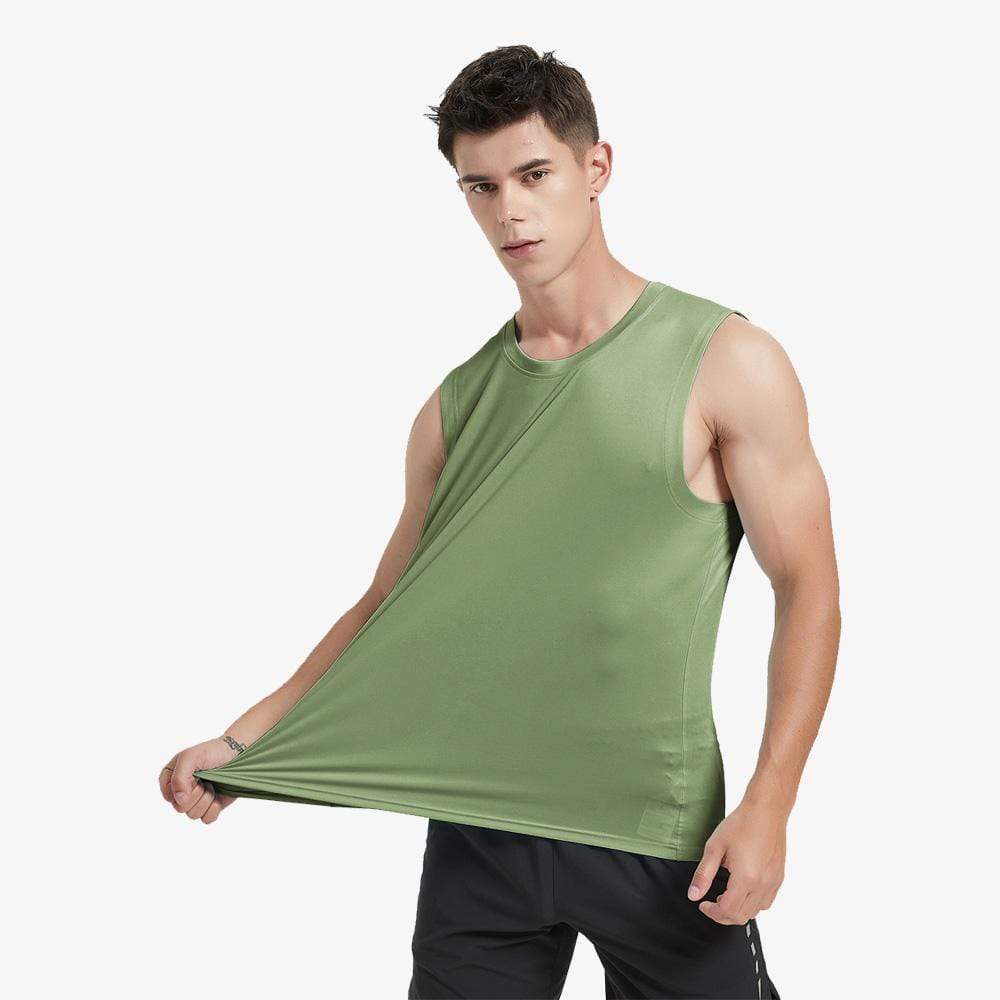 Men Sleeveless Quick Dry Tank Top Tank Top S / Army Green MIERSPORTS