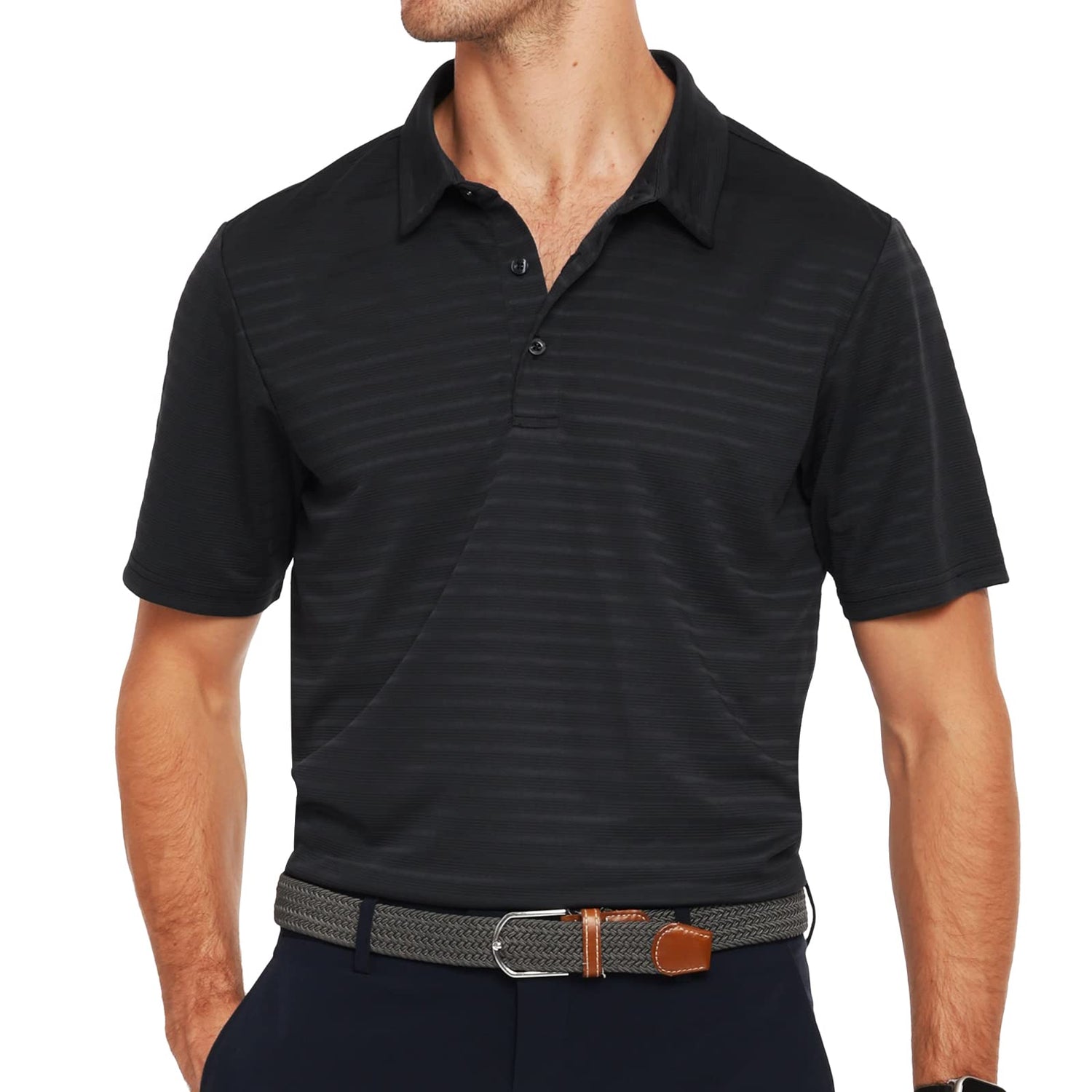 Men Striped Polo Shirts Quick Dry Casual Golf Collared Shirt Men Polo MIER