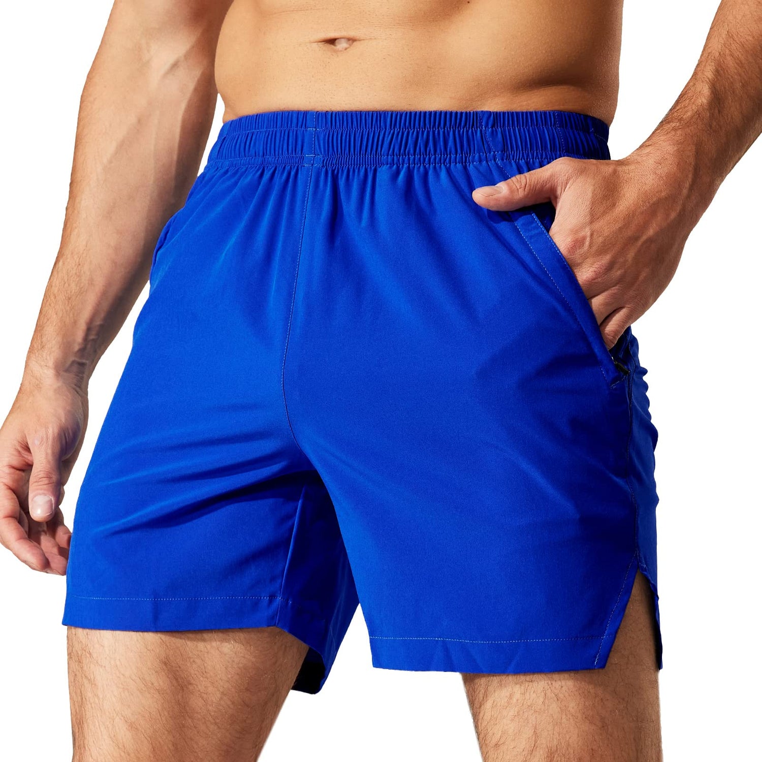 Men Workout 5 Inches Running Shorts with Zipper Pockets Men&