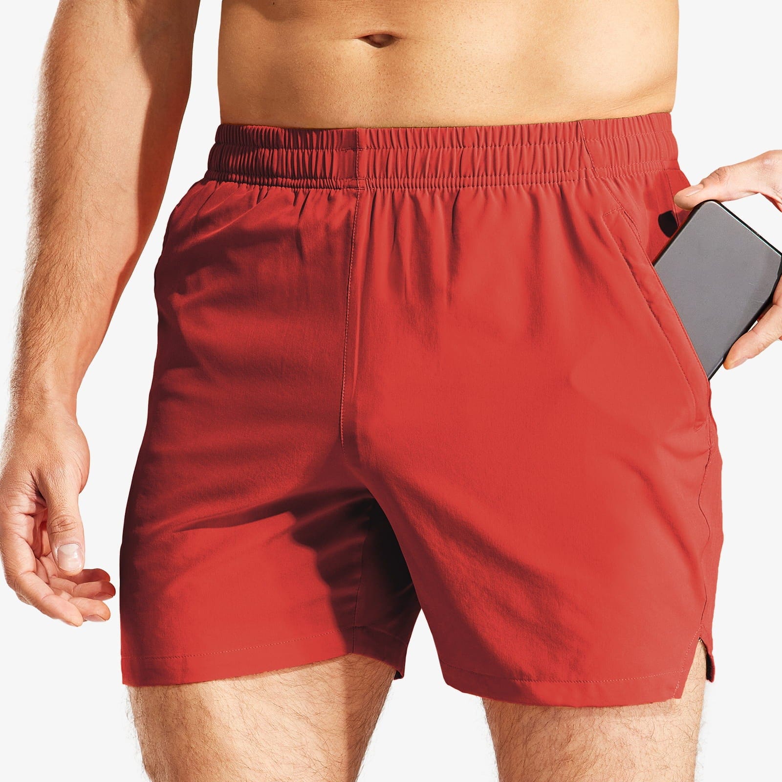 Men Workout 5 Inches Running Shorts with Zipper Pockets Men&