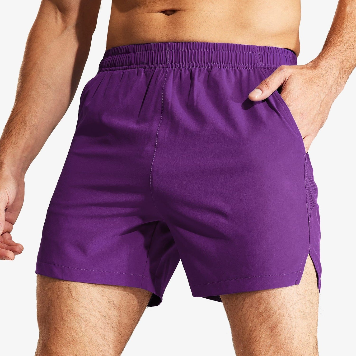 Men Workout Running Shorts 5 Inches Active Shorts with Pockets Men&