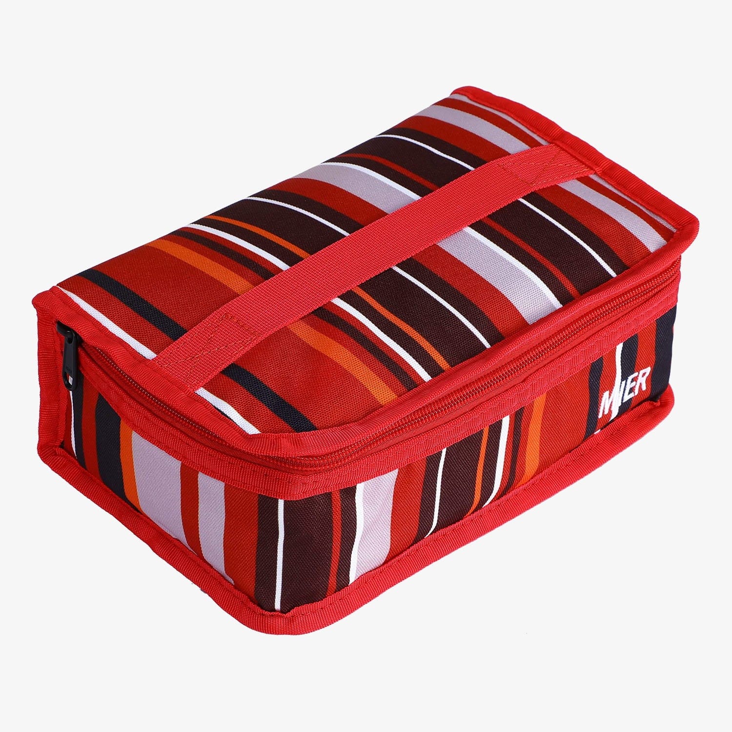 Portable Insulated Cooler Bag Mini Lunch Bag for Kids Kids Lunch Bag Red Stripes MIER