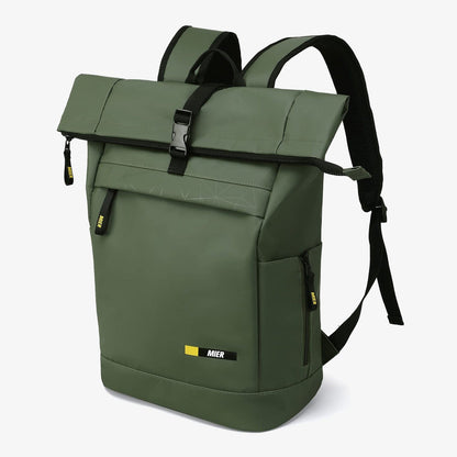 Roll-top Travel Backpack with Laptop Compartment Backpack Bag Green MIER