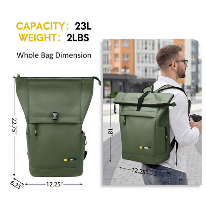 Roll-top Travel Backpack with Laptop Compartment Backpack Bag MIER
