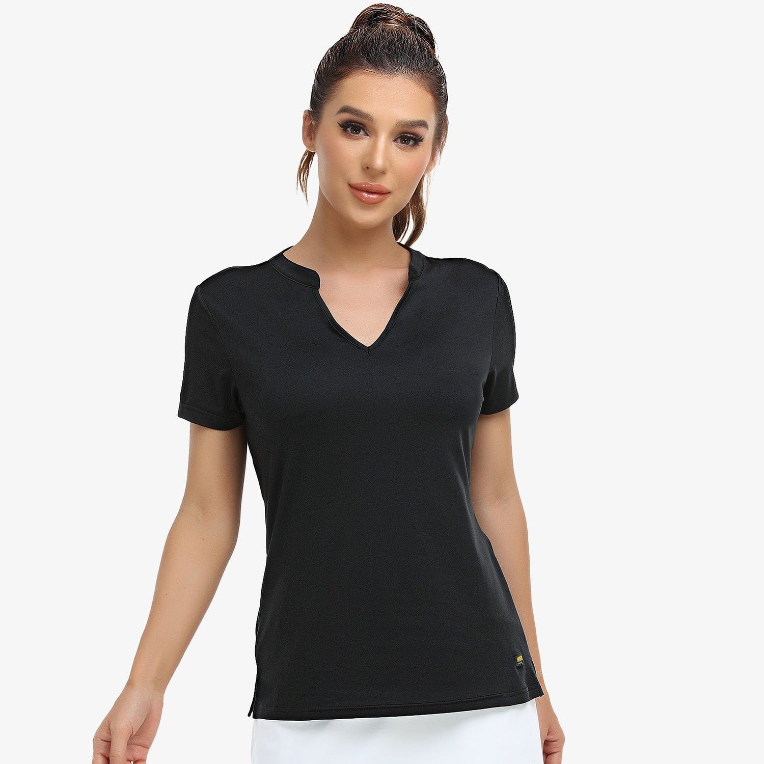 Women Collarless Polo Shirt Quick Dry Short Sleeve Golf Shirt Women Polo MIER