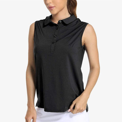 Women Golf Collared Tank Top UPF 50+ Sleeveless Polo Shirts Shirts &amp; Polos Black / S MIER