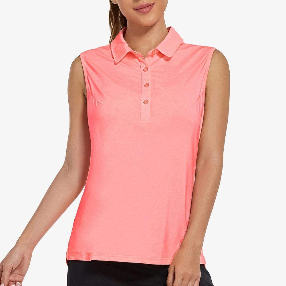 Women Golf Collared Tank Top UPF 50+ Sleeveless Polo Shirts Shirts &amp; Polos Coral / S MIER