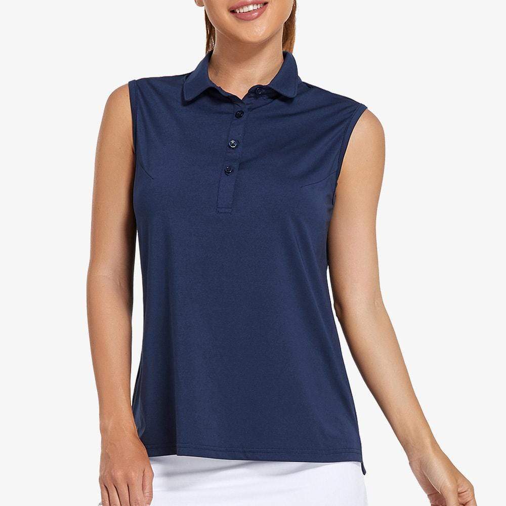 Women Golf Collared Tank Top UPF 50+ Sleeveless Polo Shirts Shirts &amp; Polos Navy / M MIER