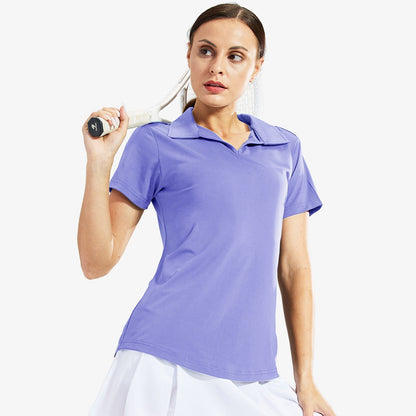 Women Golf Polo Shirts Collared V Neck Short Sleeve Tennis Shirt Women Polo Lavender / XS MIER