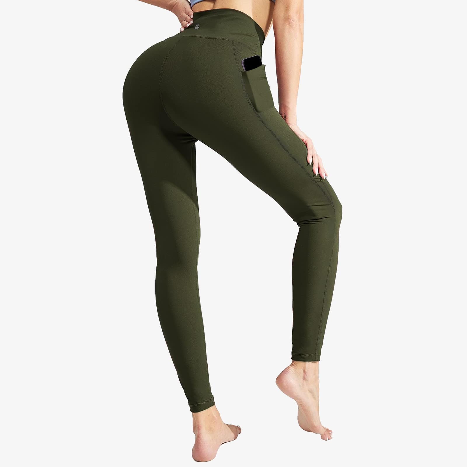 Women High Waist Workout Yoga Pants Athletic Legging with Pockets Women Yoga Pants Army Green / S MIER