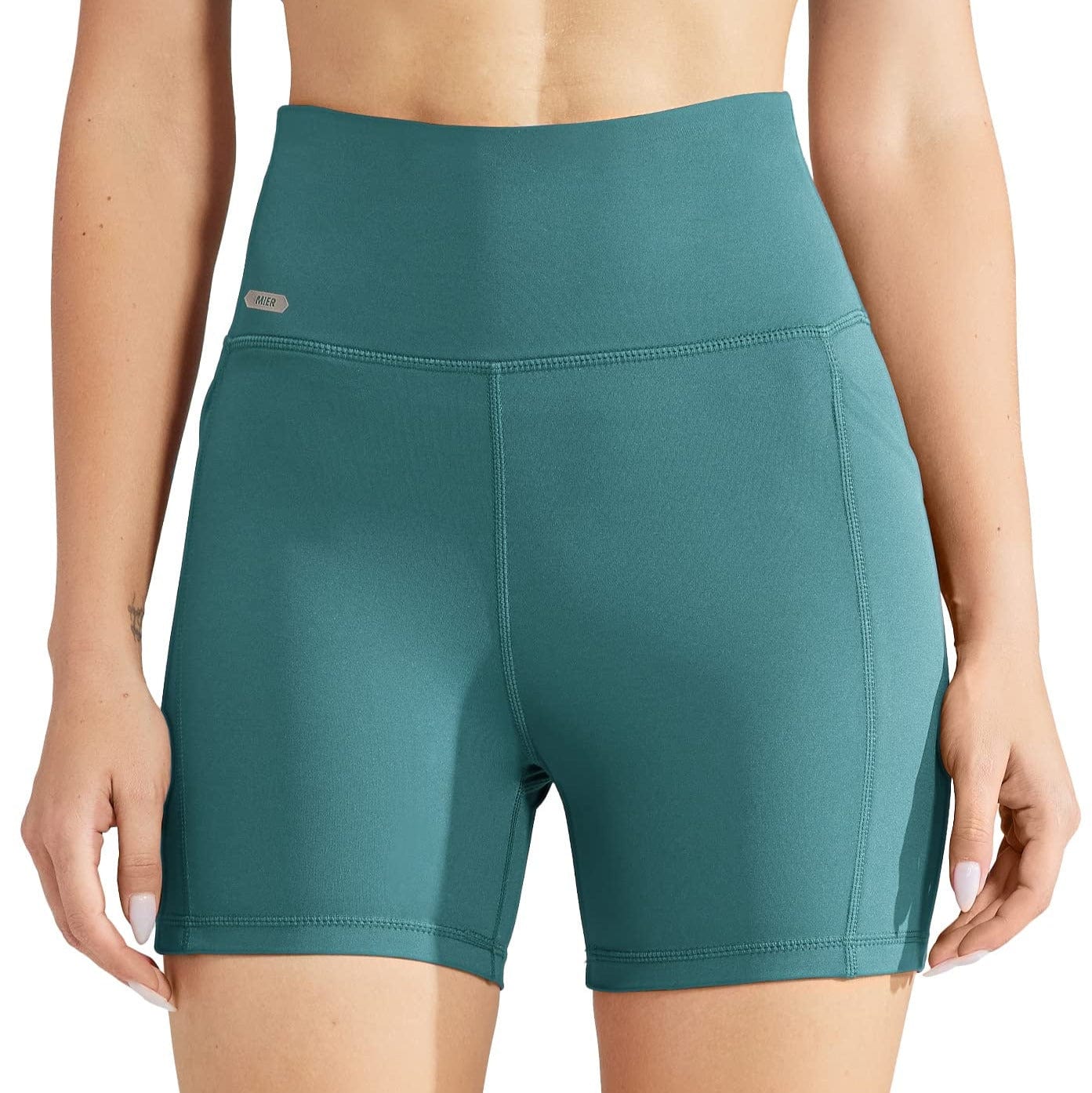 Women High Waist Yoga Tummy Control Shorts, 5 Inch Women Yoga Shorts MIER